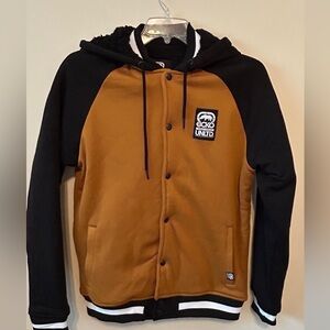 Ecko Unltd Young Men’s Sherpa Lined Baseball Varsity Jacket Hood Size Medium NWT